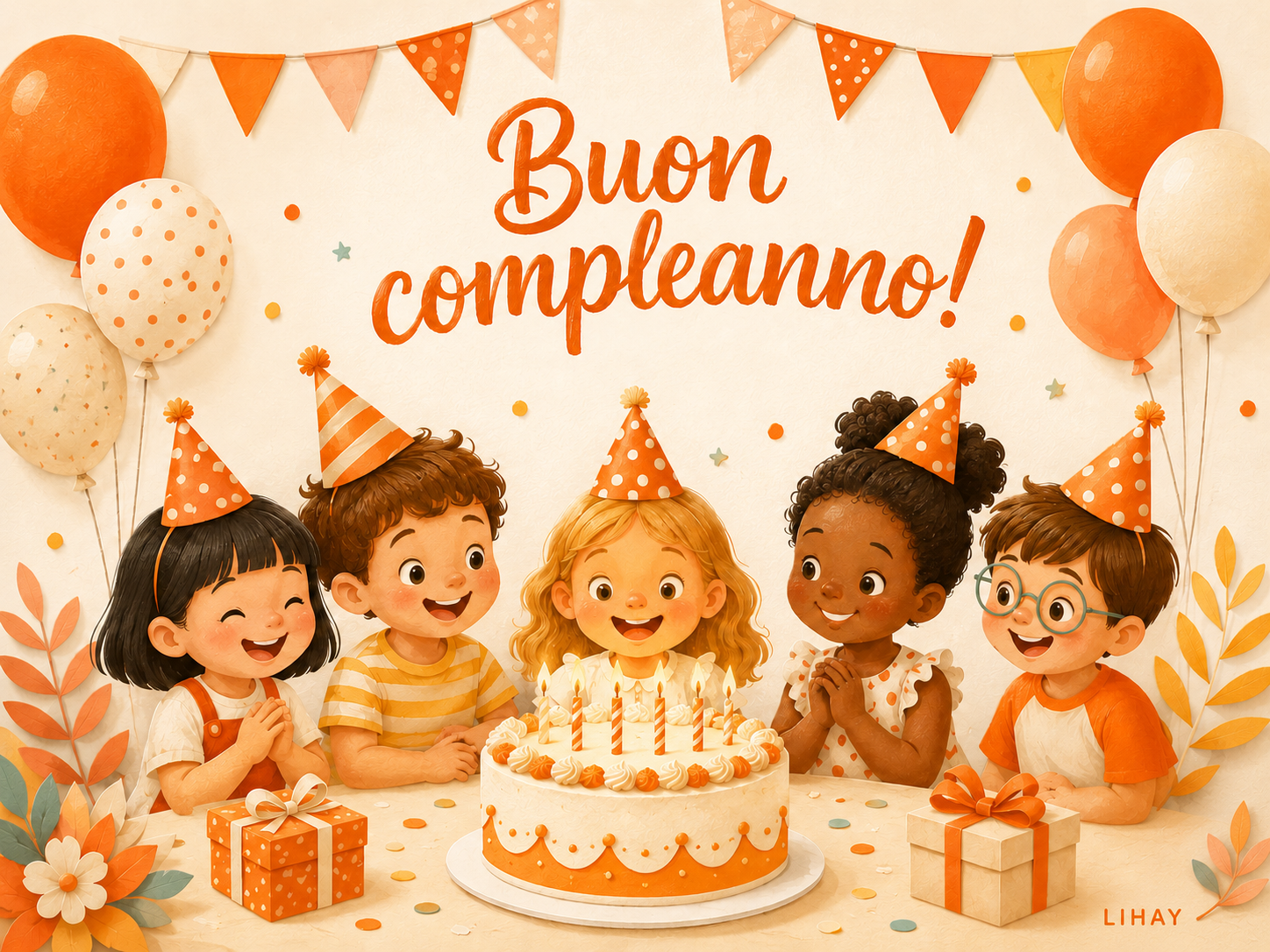 Illustrazione di una festa di compleanno per bambini